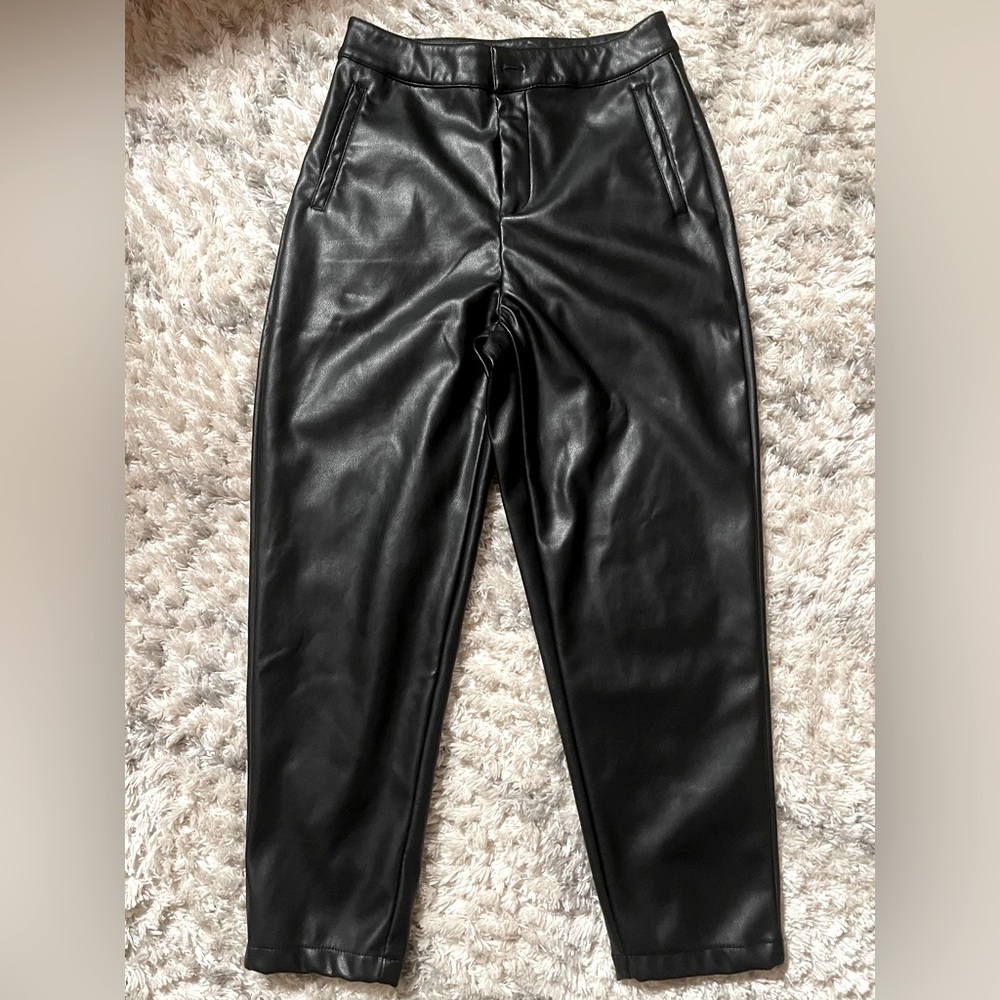 High Waisted Faux Leather Pants